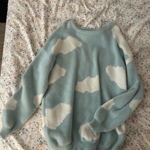 Cloud Patterned Blue Sweater